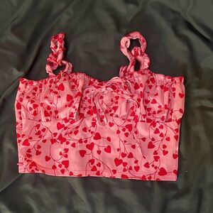 SHEIN Pink and Red Heart Crop Top